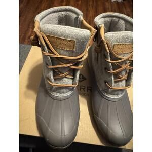 Sperry Saltwater Embossed Wool Duck Boots Size 6 Gray